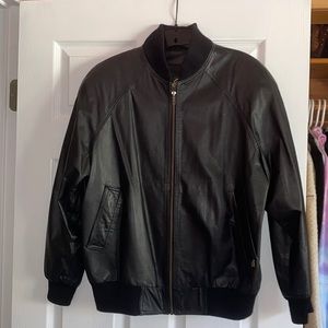 Etienne Aigner Leather Bomber Jacket Medium
